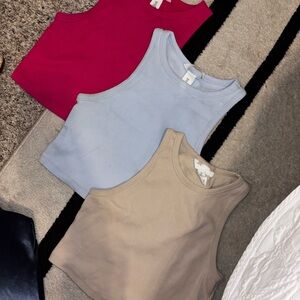H&M Women's Tank Tops - Red, Light Blue, Beige
